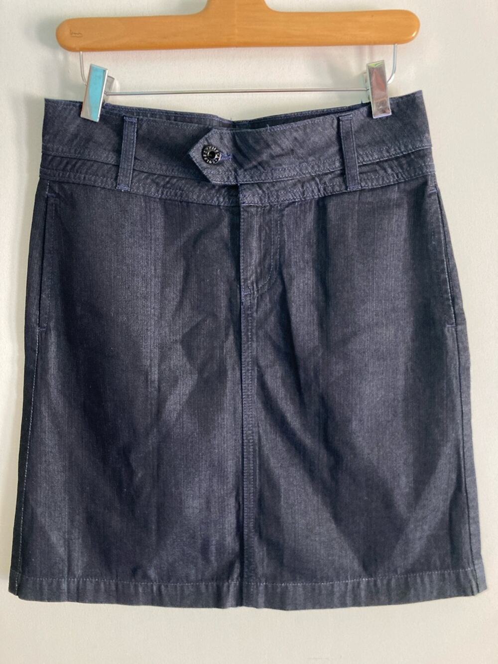 AG Adriano Goldschmied Women Skirt 27 Cotton Y2K Dark Wash Denim Mini Pencil 90s